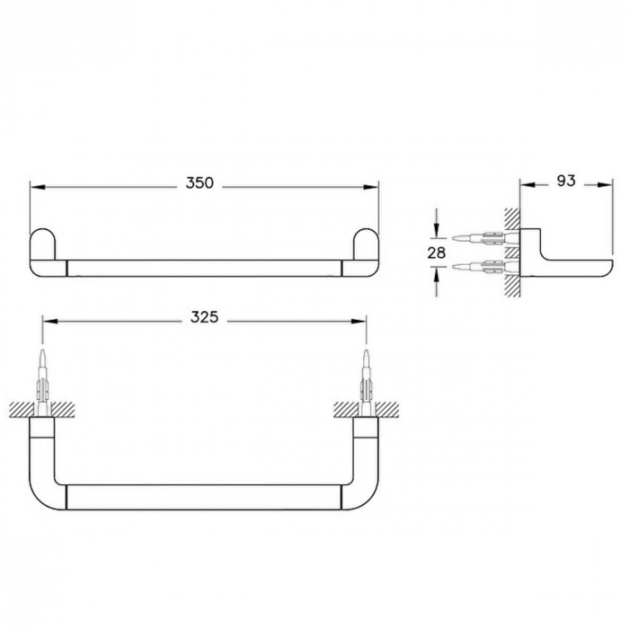 Suport 350mm pentru prosop baie negru lucios | A4430439 [2]