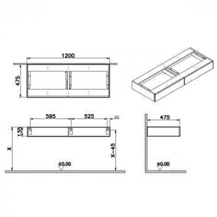 Side unit, cu sertare 120 cm, patterned negru oak | 66971 [2]