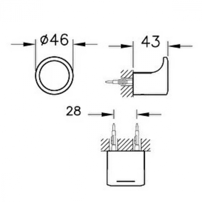 Carlig / suport halat baie, mic, chrom | A44306 [2]