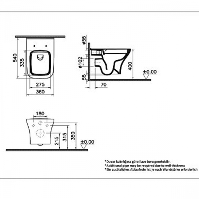 Vas WC smoothflush suspendat cu fixare deschisa 54cm 7485L003-0075