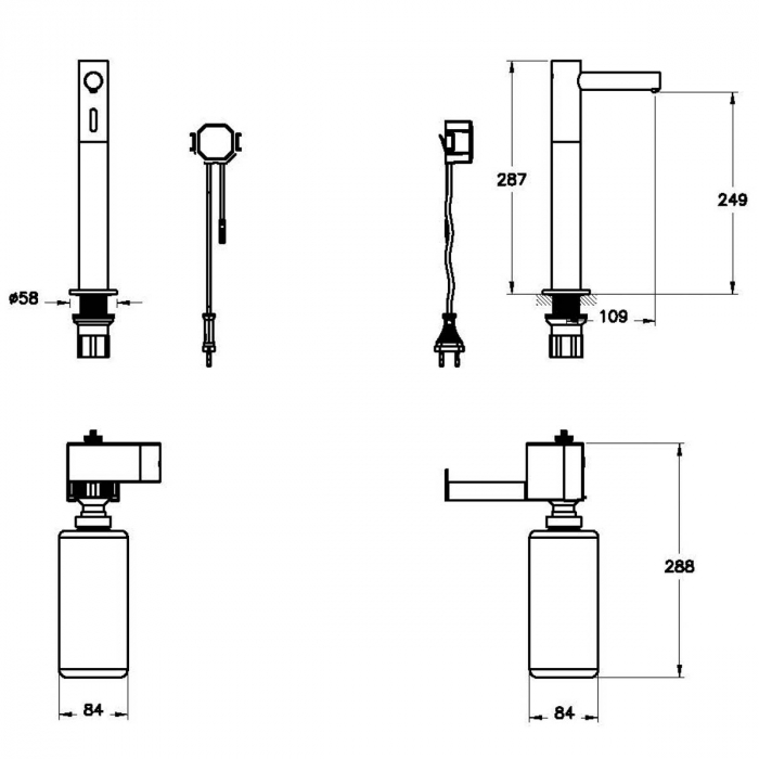Dozator de sapun Touch Free, pe blat cu baterii lung | A4476136 [2]
