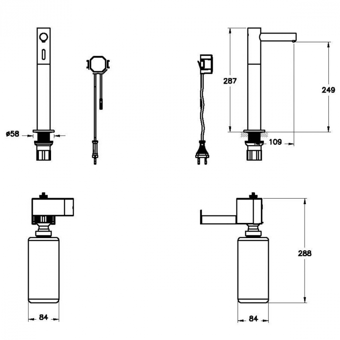 Dozator de sapun Touch Free, pe blat cu baterii lung | A4476134 [2]