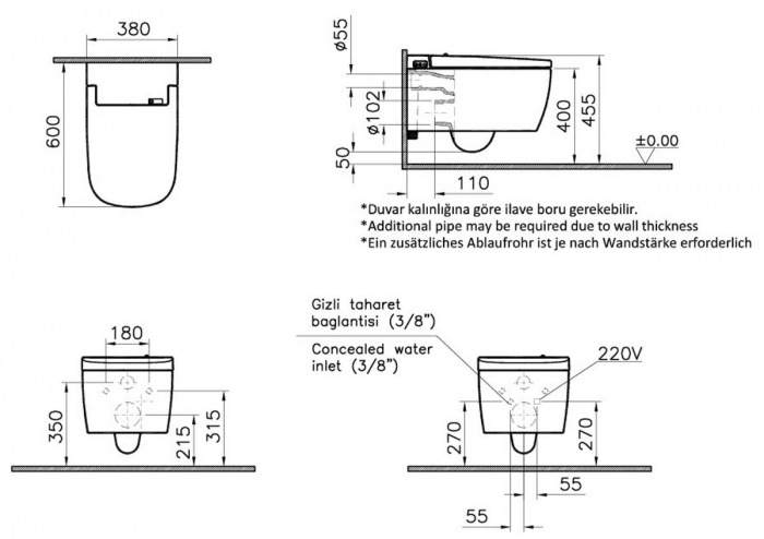 Vas WC / toaleta smart comfort, suspendat 60cm fixare ascunsa | 5674B403-6194 [2]