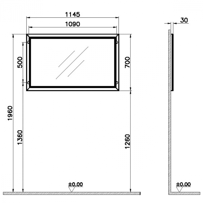 Flat mirror 120 cm, alb mat | 62222 [2]