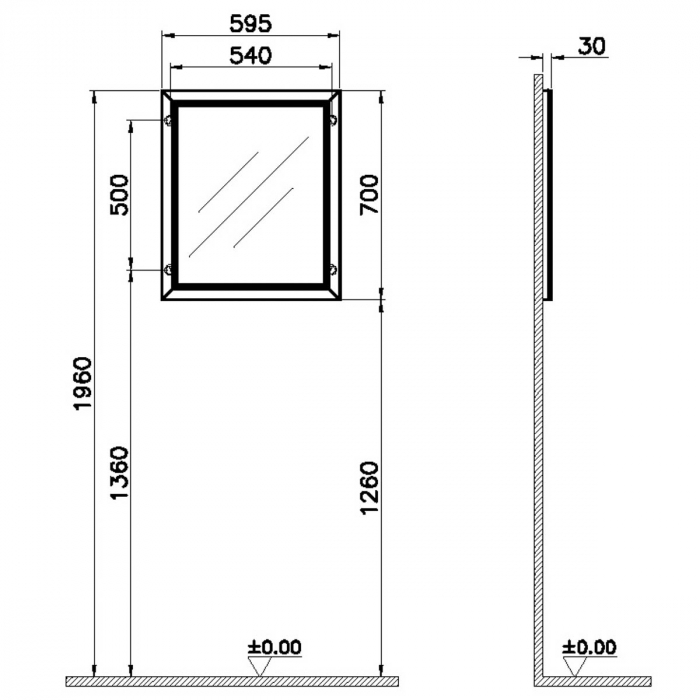 Flat mirror, 65cm, mat grey | 62214 [2]