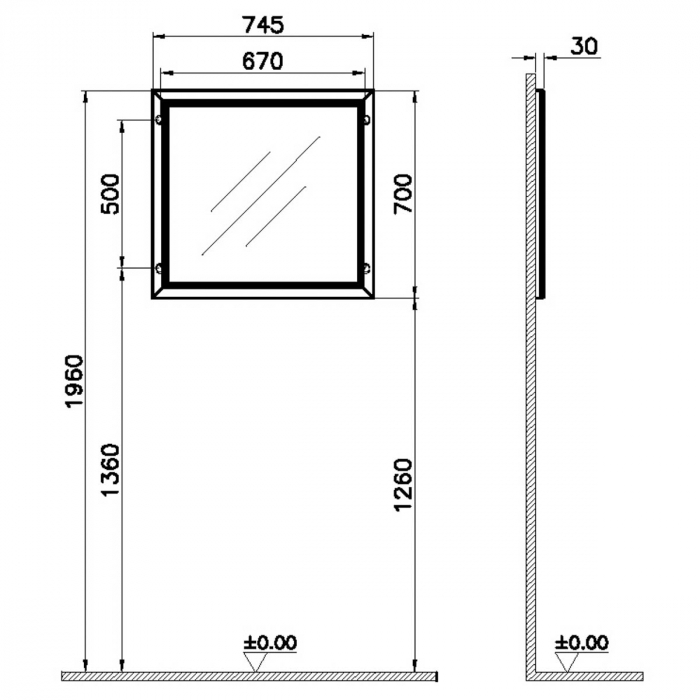 Flat mirror 80cm, mat ivory | 62218 [2]