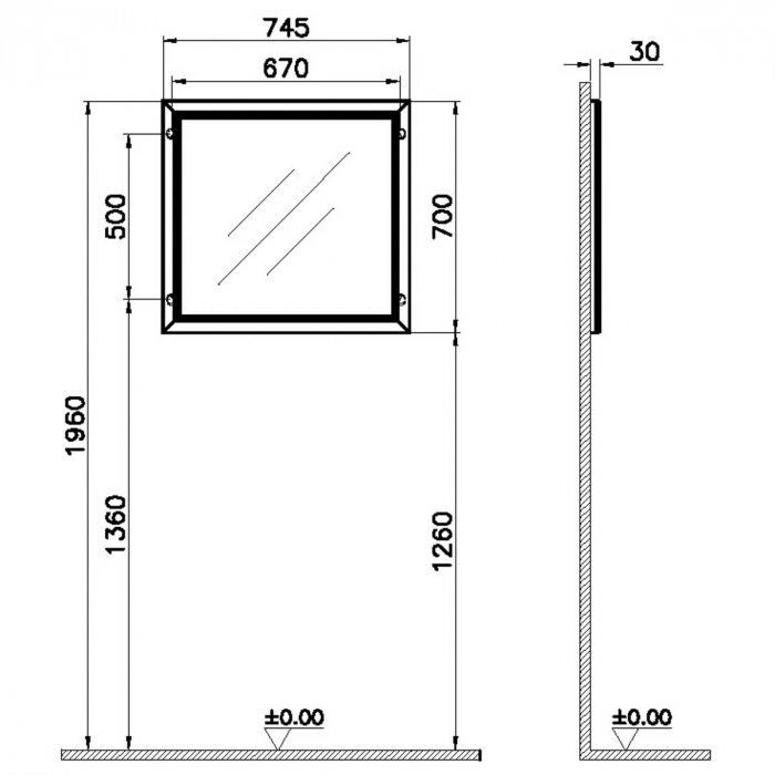 Flat mirror 80cm, alb mat | 62216 [2]