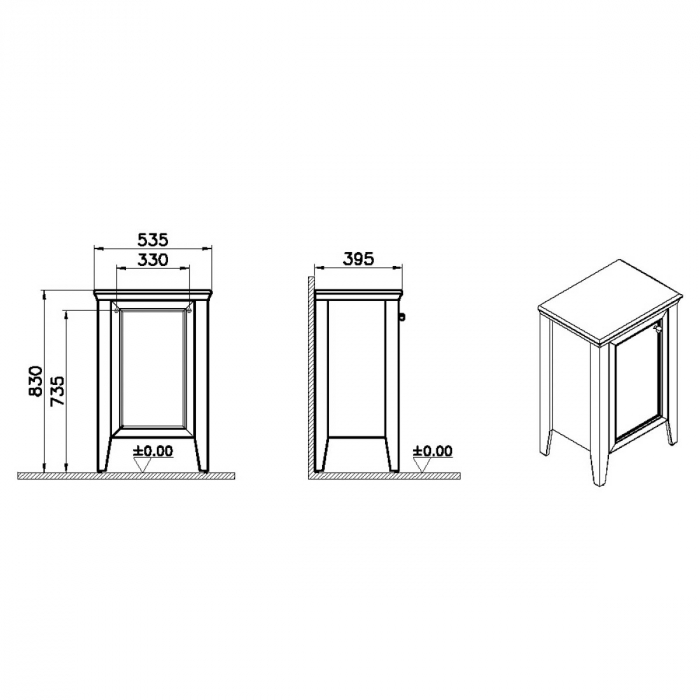 Mid unit, 55cm, cu marble counter, steel albastru, stanga | 65798 [2]
