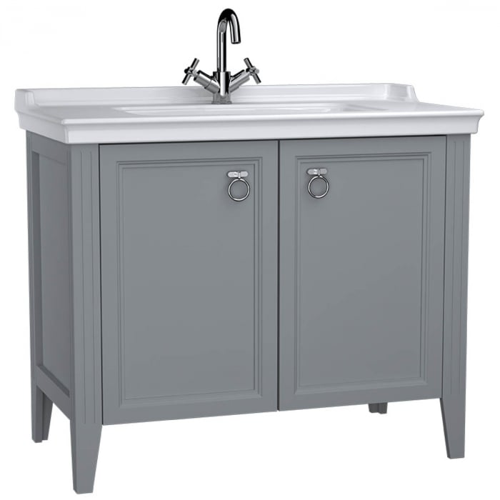 Unitate de baza lavoar baie 100cm, cu usi, cu chiuveta vanity cu orificiu baterie, mat grey   62157