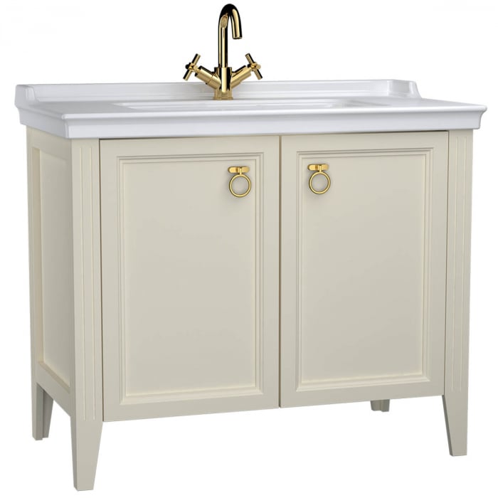 Unitate de baza lavoar baie 100cm, cu usi, cu chiuveta vanity cu orificiu baterie, mat ivory   62158