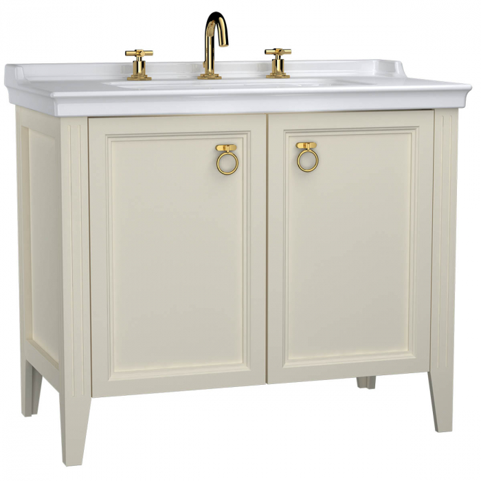 Unitate de baza lavoar baie 100cm, cu usi, cu chiuveta vanity 3 orificii pentru robinet, mat ivory   62167