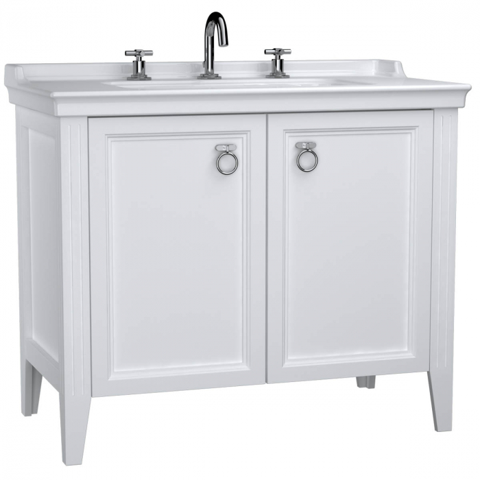 Unitate de baza lavoar baie 100cm, cu usi, cu chiuveta vanity 3 orificii pentru robinet, alb mat   62165