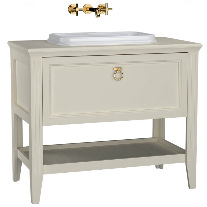 Unitate de baza lavoar baie 100cm, cu drawer, cu pe blat lavoar   chiuveta baie mat ivory   62200