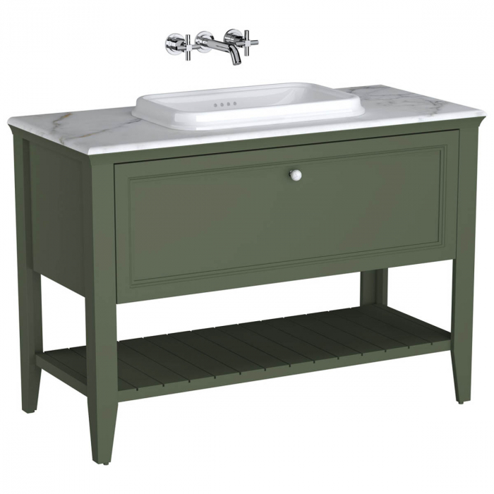 Unitate de baza lavoar baie 120 cm, cu 1 drawer, cu pe blat lavoar chiuveta baie cu marble counter, retro green 65822