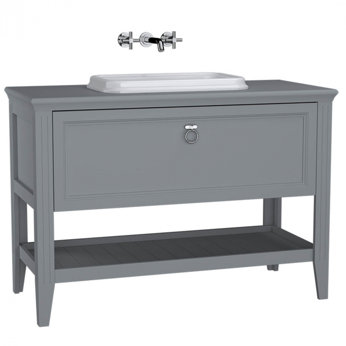 Unitate de baza lavoar baie 120 cm, cu drawer, cu pe blat lavoar chiuveta baie mat grey 62202