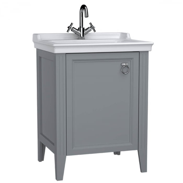 Unitate de baza lavoar baie, 65cm, cu usi, cu chiuveta vanity cu orificiu baterie, mat grey, stanga   62151