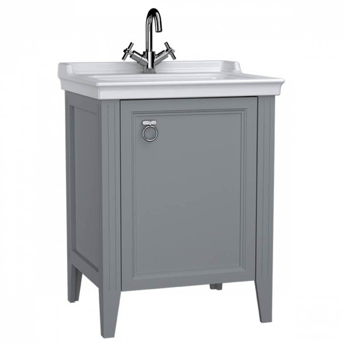 Unitate de baza lavoar baie, 65cm, cu usi, cu chiuveta vanity cu orificiu baterie, mat grey, dreapta 62260