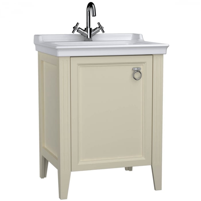 Unitate de baza lavoar baie, 65cm, cu usi, cu chiuveta vanity cu orificiu baterie, mat ivory, stanga   62152