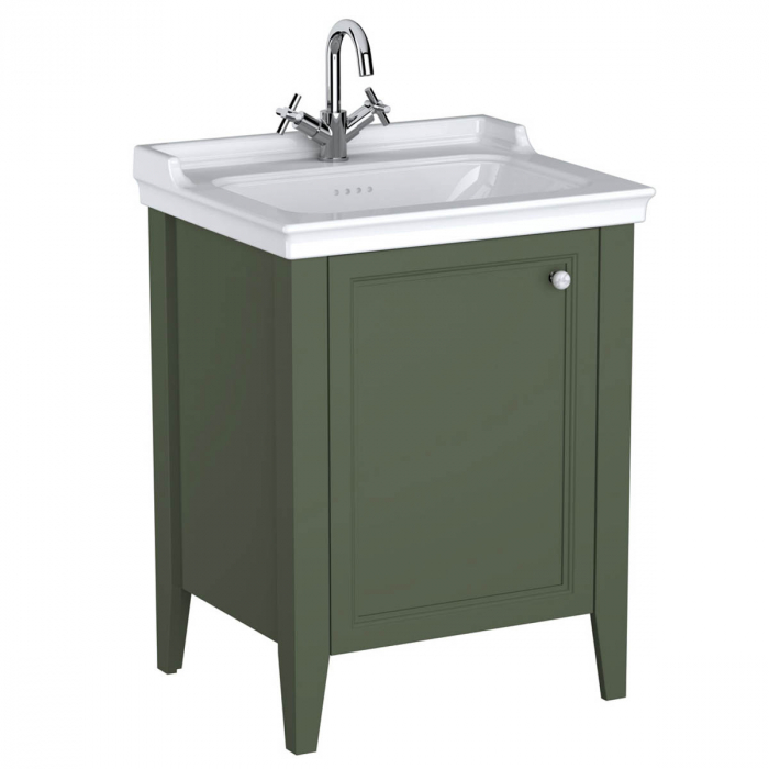 Unitate de baza lavoar baie, 65cm, cu usi, cu vanity lavoar   chiuveta baie cu orificiu baterie, retro green, stanga   65803