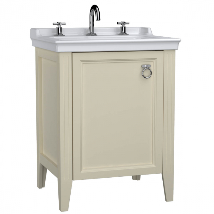 Unitate de baza lavoar baie, 65cm, cu usi, cu chiuveta vanity 3 orificii pentru robinet, mat ivory, dreapta 62264