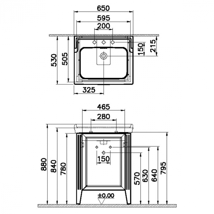 Unitate de baza lavoar baie, 65cm, cu usi, cu chiuveta vanity 3 orificii pentru robinet, alb mat, stanga | 62159 [2]