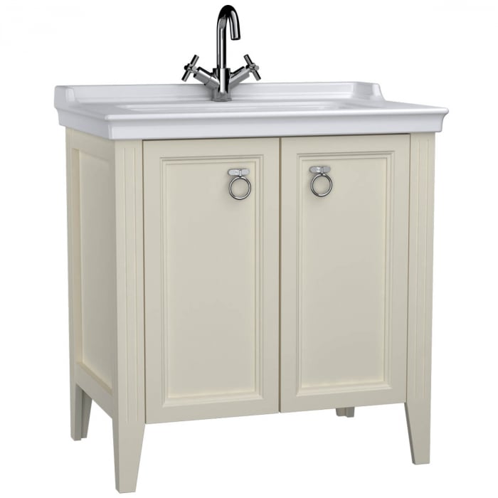 Unitate de baza lavoar baie 80cm, cu usi, cu chiuveta vanity cu orificiu baterie, mat ivory   62155