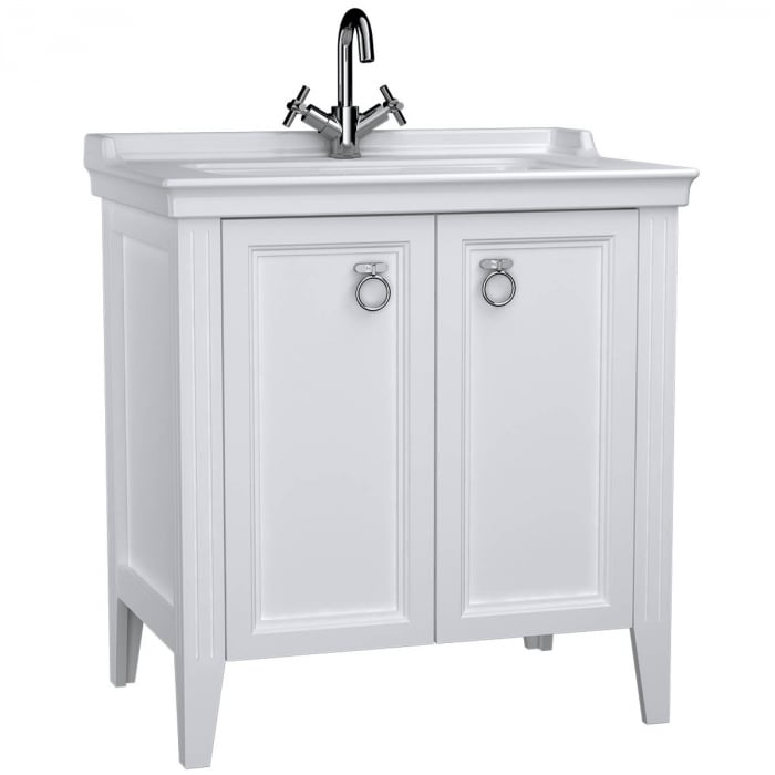 Unitate de baza lavoar baie 80cm, cu usi, cu chiuveta vanity cu orificiu baterie, alb mat   62153