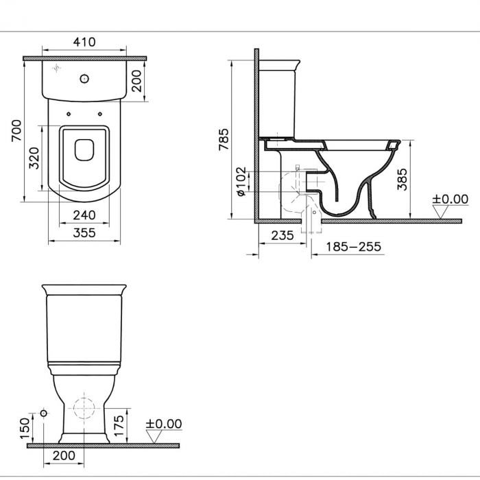 Vas WC compact spatele deschis, 70cm | 4160B003-0075 [2]