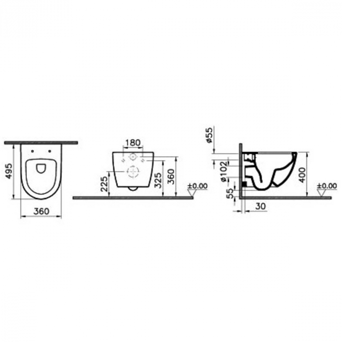 Vas WC compact suspendat rimless alb mat, 50cm | 7747B001-0075 [2]