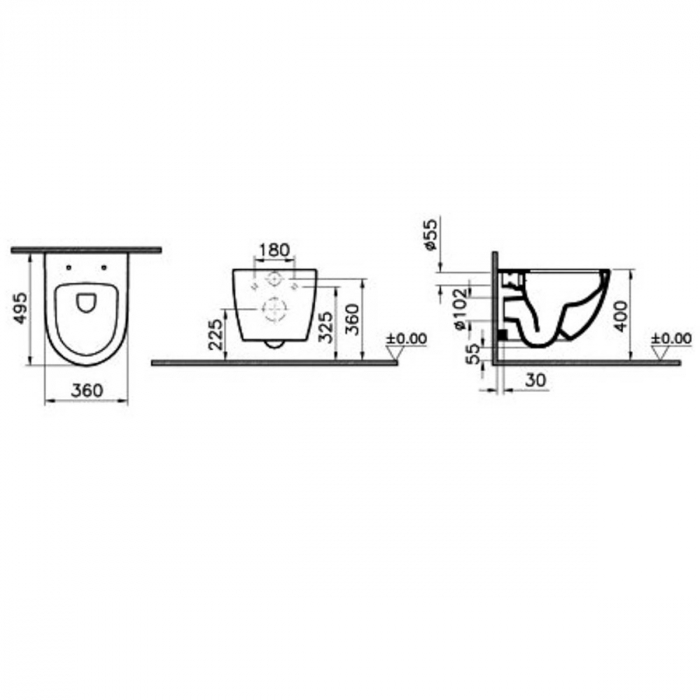 Vas WC compact suspendat rimless negru mat, 50cm | 7747B083-0075 [2]