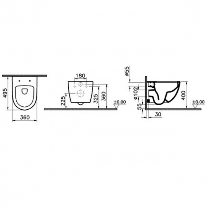 Vas WC compact suspendat rimless taupe mat 50cm | 7747B020-0075 [2]