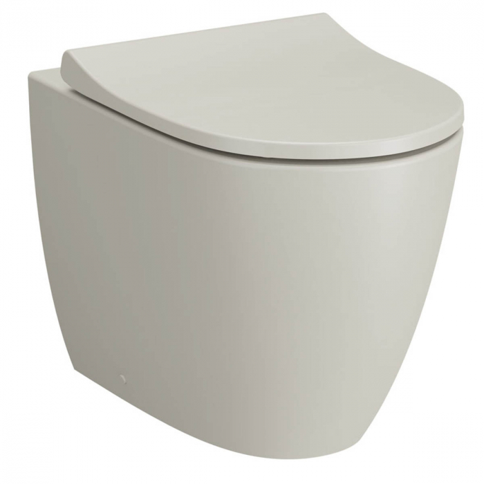 Vas WC rimless stativ lipit de perete 54cm, evacuare orizontala, taupe mat 7985B020-0075