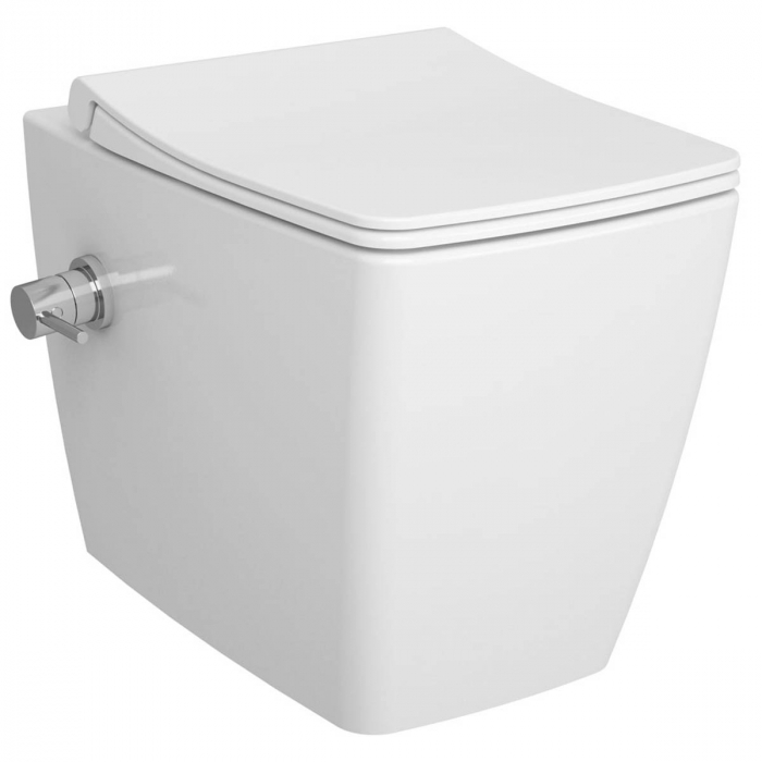 Vas WC rimless stativ lipit de perete cu vana termostatica integrata pentru bidet 54cm, alb 7670B003-7211