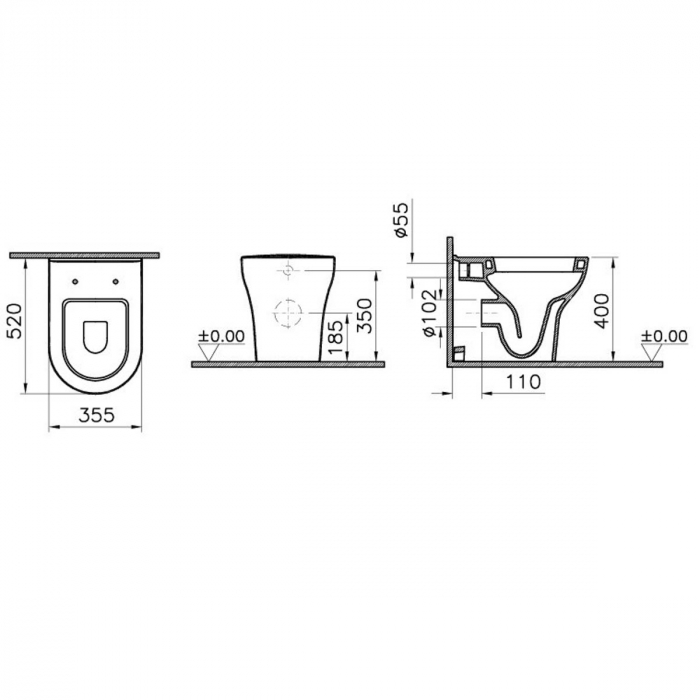 Vas WC stativ lipit de perete 52cm | 5788L003-0075 [2]