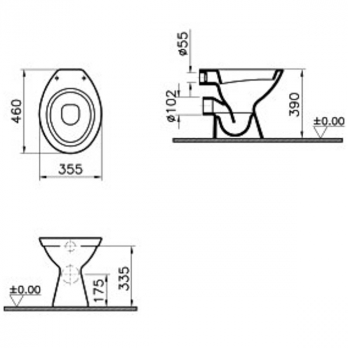 Vas WC stativ spatele deschis, 46cm evacuare orizontala | 6858L003-0101 [2]