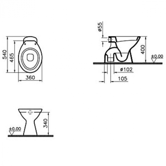 Vas WC stativ spatele deschis 54cm evacuare verticala | 6859L003-0075 [2]