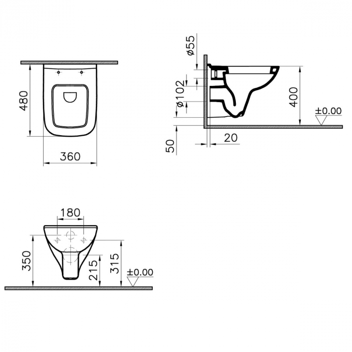 Vas WC suspendat 48cm, compact | 5505L003-0101 [2]