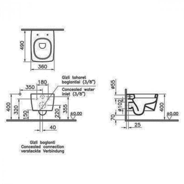 Vas WC suspendat 48cm, cu functie de bideu | 5671B003-0559 [2]