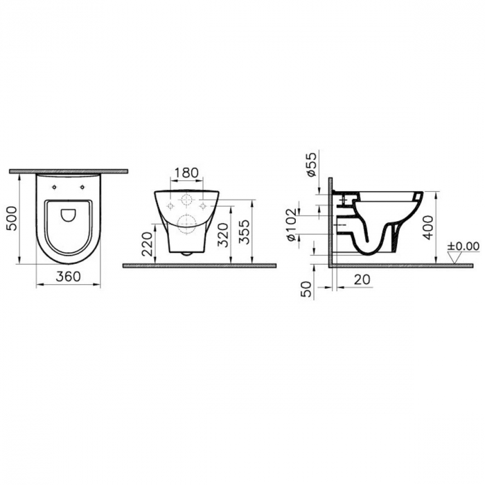 Vas WC suspendat 50cm | 5785L003-0075 [2]
