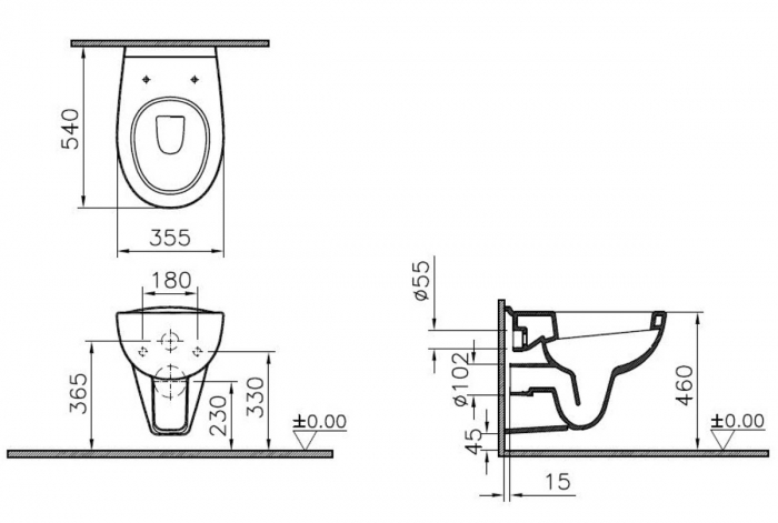 Vas WC suspendat pentru persoane cu nevoi speciale / handicap, 54cm | 5812B003-0075 [2]