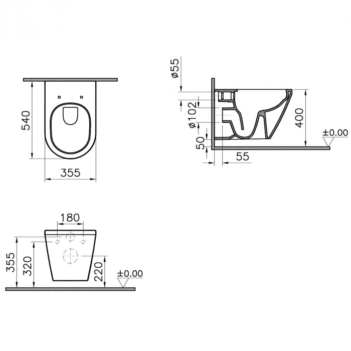 Vas WC suspendat rimless 52cm | 7062B003-0075 [2]