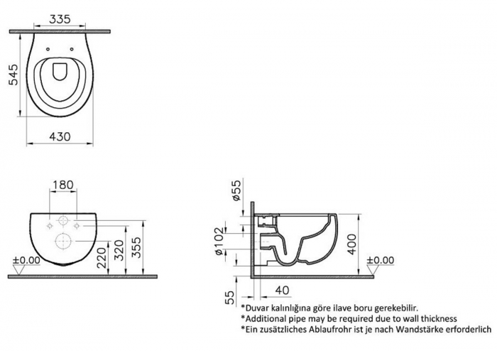 Vas WC suspendat rimless 54cm, alb mat | 5885B401-0101 [2]