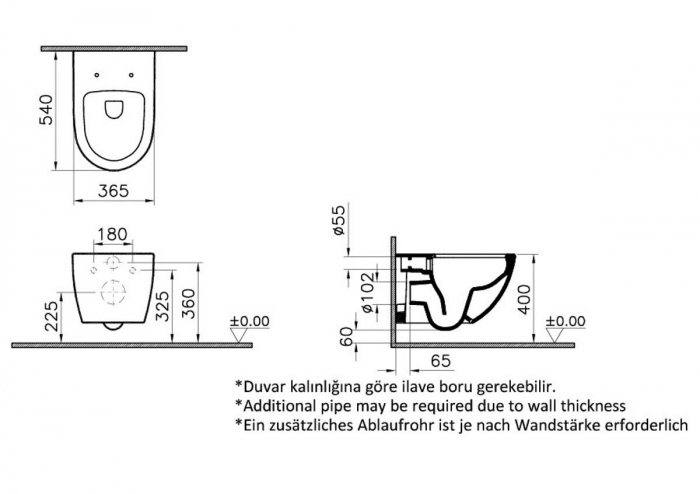 Vas WC suspendat rimless 54cm, taupe mat | 7748B020-0101 [2]