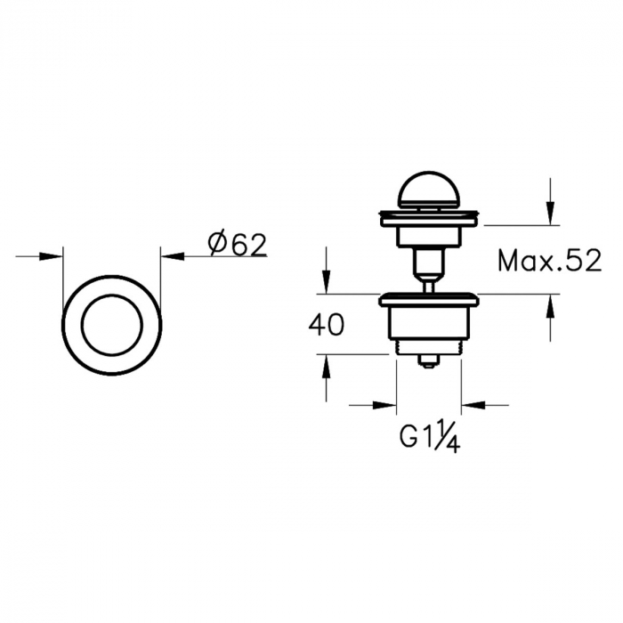 Ventil scurgere negru lucios cu dop fix | A4516939 [2]