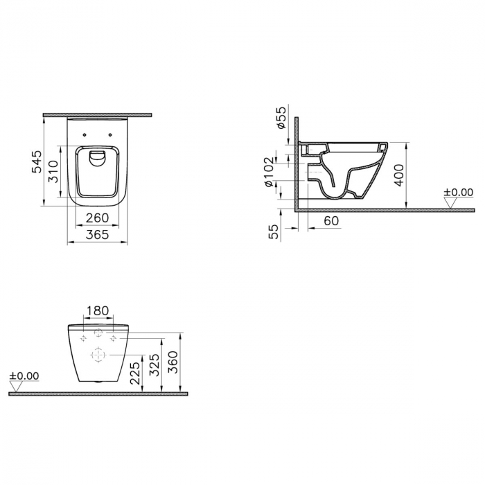 Vas WC suspendat 54cm, fixare ascunsa | 7081B003-0075 [2]