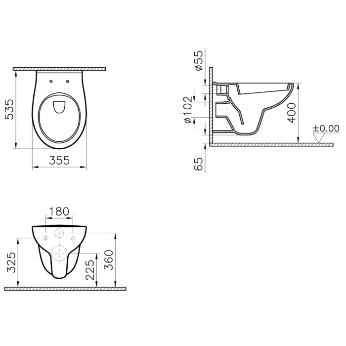WC suspendat open rim cu deviator | 5959L003-0075 [2]