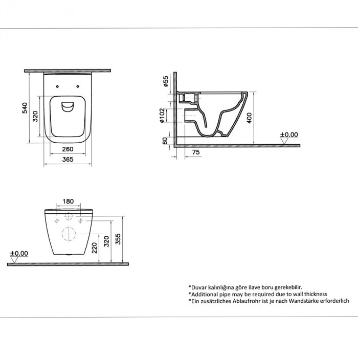 Vas WC suspendat rimless 54cm, fixare ascunsa | 7082B003-0075 [2]