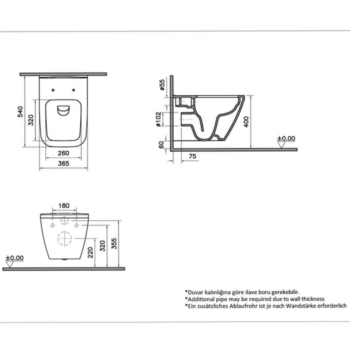 Vas WC suspendat rimless 54cm, fixare ascunsa, negru mat | 7082B083-0075 [2]