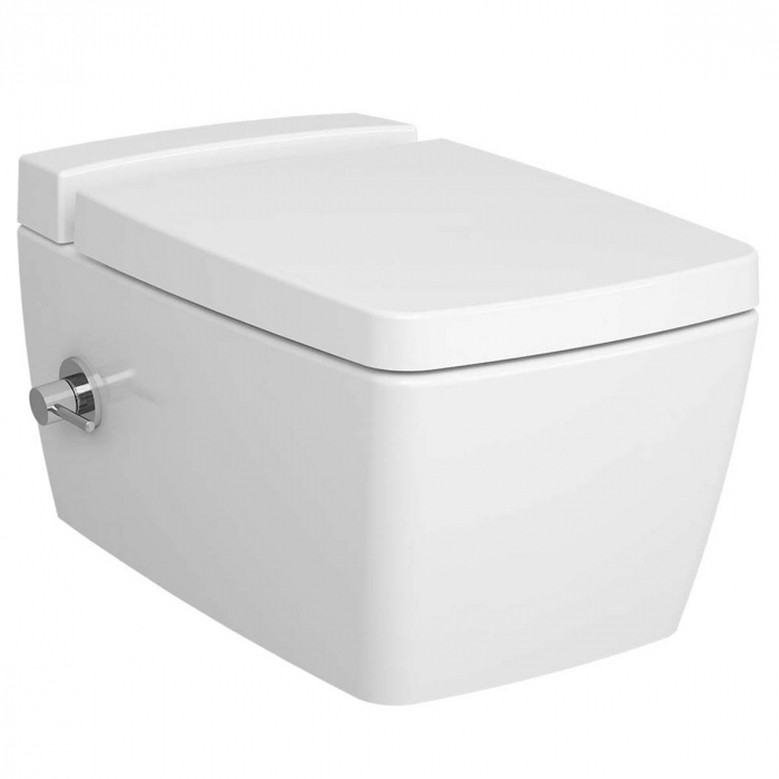 WC suspendat rimless, 56cm, cu functie bideu, cu robinet incastrat pe stanga, cu rezervor VitrA fresh cleaner   7672B003-1687