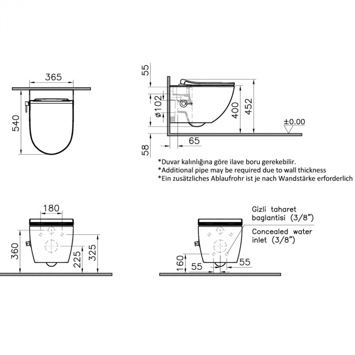 WC suspendat rimless, cu vana termostatica integrata pentru bidet 54cm, alb | 7748B003-7211 [2]